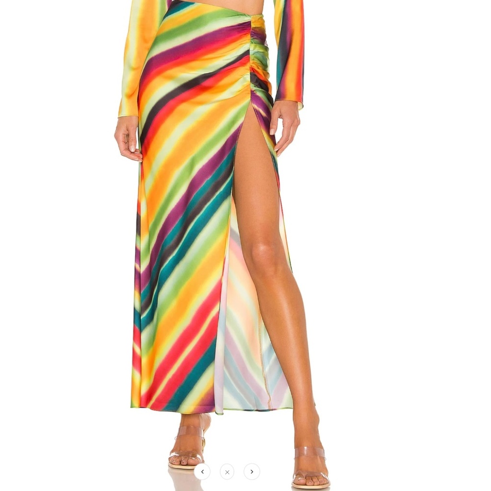 RONNY KOBO ANGIE SLIP SKIRT IN MULTI RAINBOW